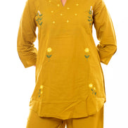 Mustard Yellow Embroidered Cotton Co-ord Set