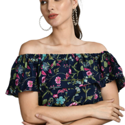 Women's Two Piece Outfit Floral Crop Top and Split Long Skirt Set