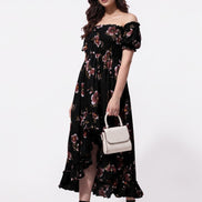 Black Floral Off-Shoulder Maxi Dress