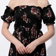 Black Floral Off-Shoulder Maxi Dress