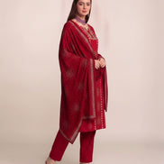 Red Mandala Print Kurta Set with Dupatta