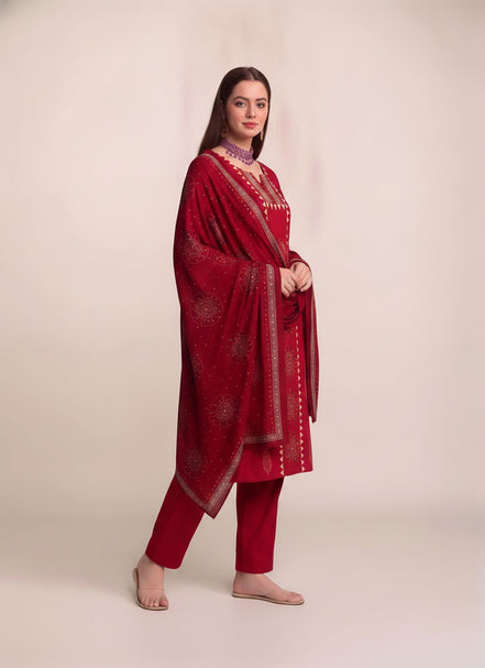 Red Mandala Print Kurta Set with Dupatta