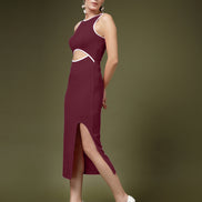 Women's Cutout Maroon Midi Dress