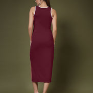 Women's Cutout Maroon Midi Dress