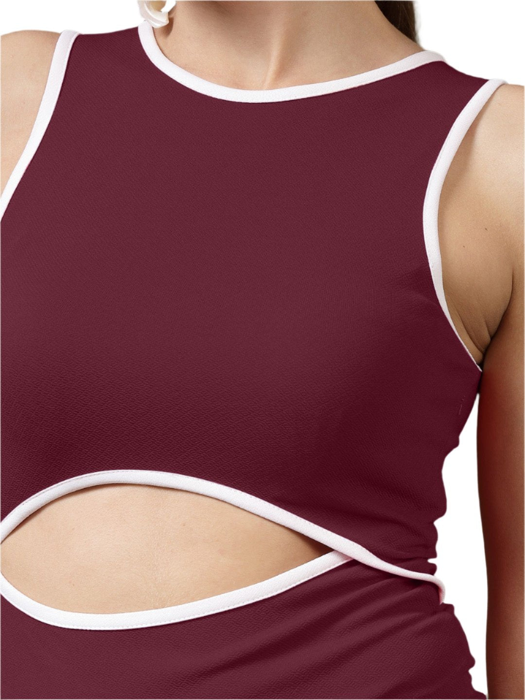 Women's Cutout Maroon Midi Dress