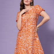 Orange A-Line Short Dress