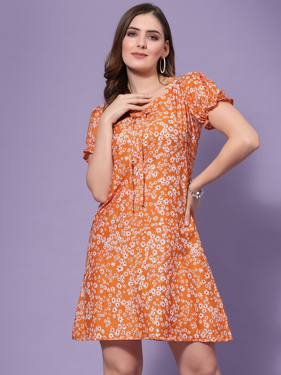 Orange A-Line Short Dress
