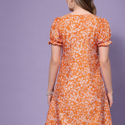 Orange A-Line Short Dress