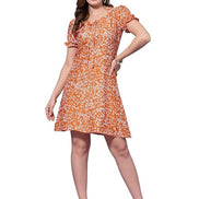 Orange A-Line Short Dress