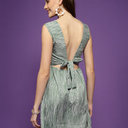 Abstract Printed Backless A-Line Dress