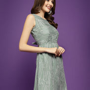 Abstract Printed Backless A-Line Dress