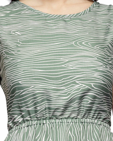 Abstract Printed Backless A-Line Dress