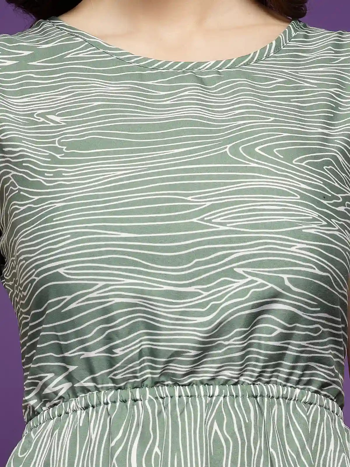 Abstract Printed Backless A-Line Dress