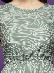 Abstract Printed Backless A-Line Dress