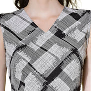 Monochrome Plaid Handkerchief Hem Dress