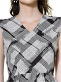 Monochrome Plaid Handkerchief Hem Dress