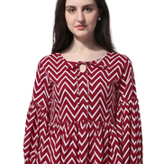 Casual Balloon Sleeve Red Top
