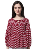 Casual Balloon Sleeve Red Top