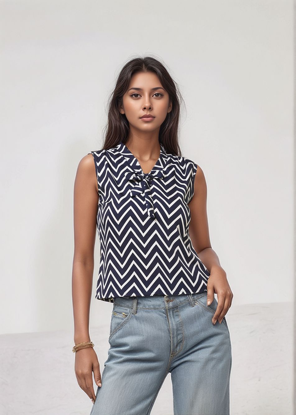 Seekatel Chevron Sleeveless Top